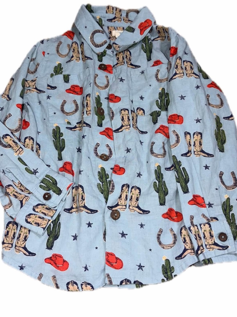 Blue rooster pink chicken boys cowboy shirt